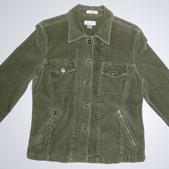 Jackets & Blazers - Christopher and Banks Womens Army Green Corduroy Button Up Jacket Size Small